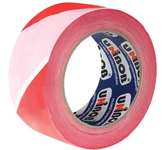 Изображение товара Лента сигнальная Unibob 70ммх150м, красно-белая, в коробке-диспенсере 45247