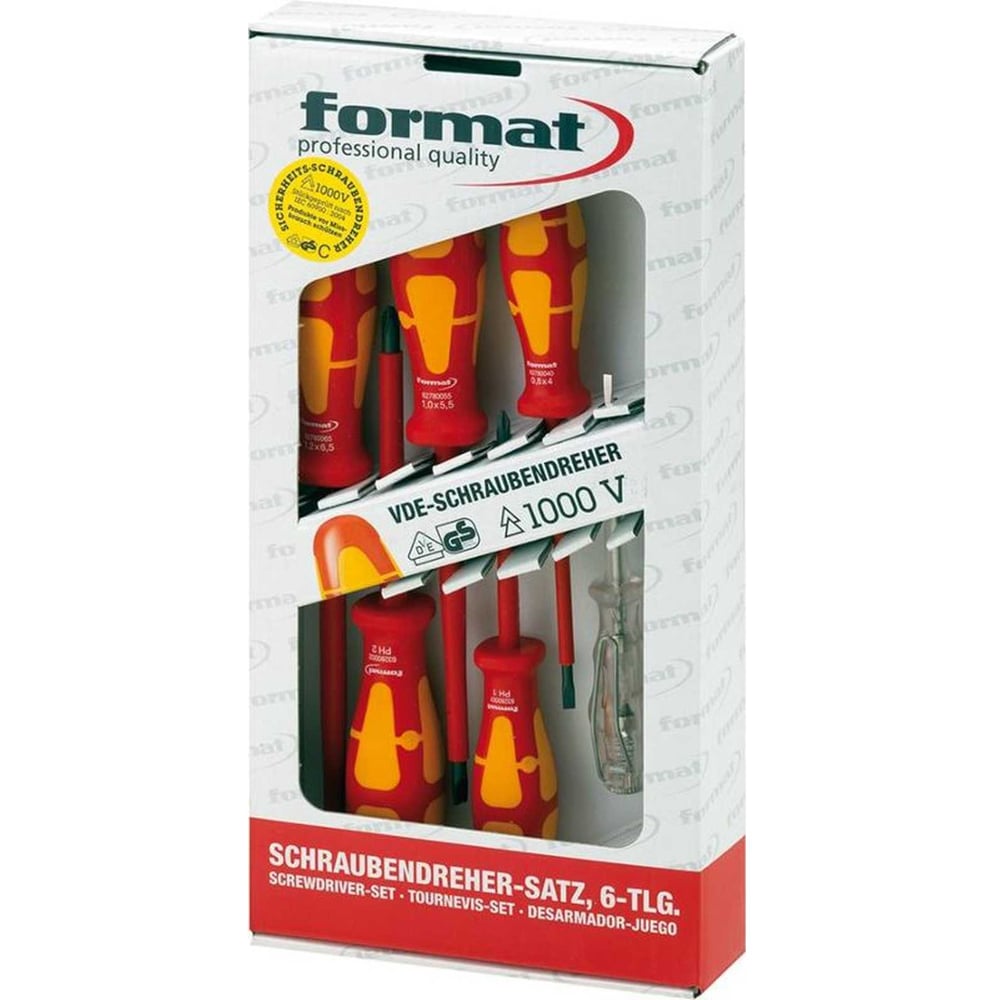 Изображение товара Набор диэлектрических отверток FORMAT VDE SL PH 6 пр профессиональный