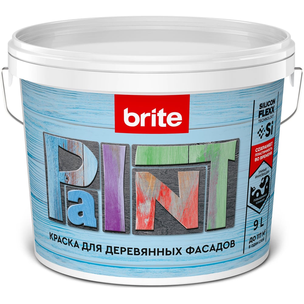 Водоотталкивающая акриловая краска для деревянных фасадов BRITE краска для интенсивно используемых помещений brite