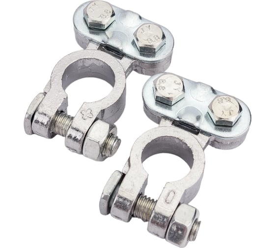 Изображение товара Клеммы для АКБ General Technologies 2 шт + - в блистере под планку алюминиевый сплав GT-BT04