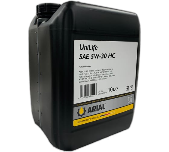 Изображение товара Масло моторное ARIAL UniLiFe HC 5W-30 (10л) AR003053045