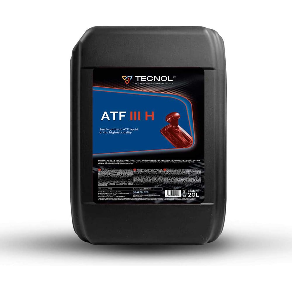 Изображение товара Трансмиссионная жидкость TECNOL ATF III H 20 л синтетика Dexron III H