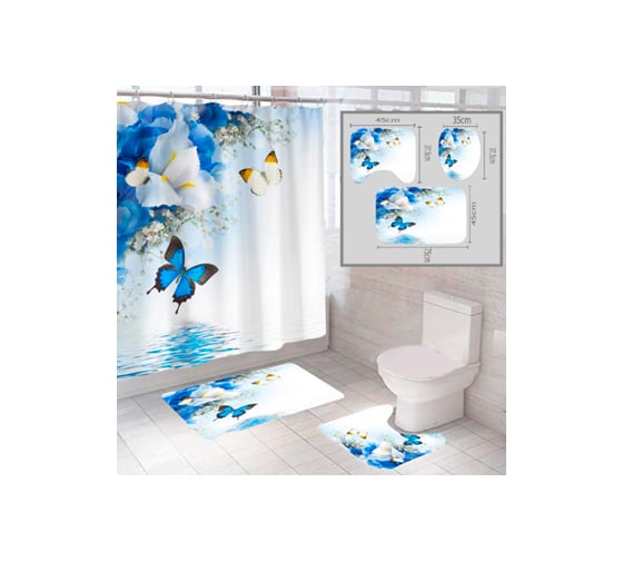Изображение товара SANTRADE Комплект шторка и два коврика в одном дизайне Бабочки 0354