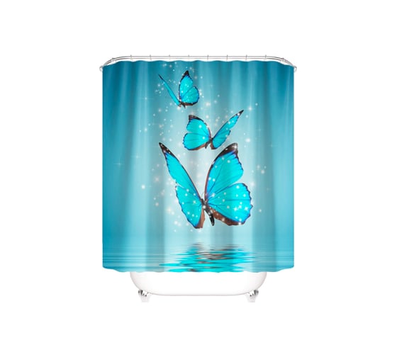 Изображение товара Штора для ванны SANTRADE фотопринт Бабочки 180х180 см, кольца в комплекте 0401