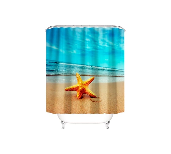 Изображение товара Штора для ванны SANTRADE фотопринт Морская звезда 180х180 см, кольца в комплекте 0393