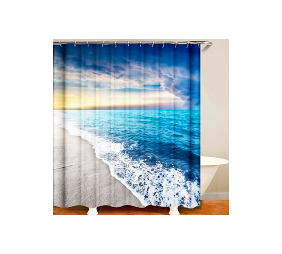 Изображение товара Штора для ванны SANTRADE фотопринт Океан 180х180 см, кольца в комплекте 0396