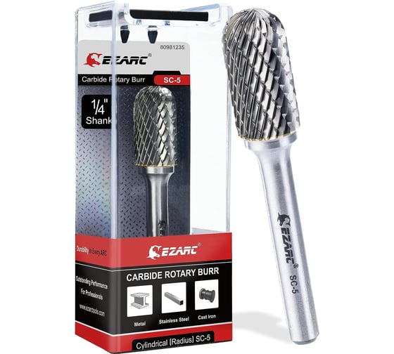 Изображение товара Борфреза цилиндрическая со сферическим наконечником Ezarc SC-5 по металлу из карбида вольфрама 80981235