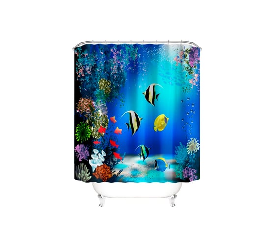 Изображение товара Штора для ванны SANTRADE фотопринт Рыбки 180х180 см, кольца в комплекте 0384