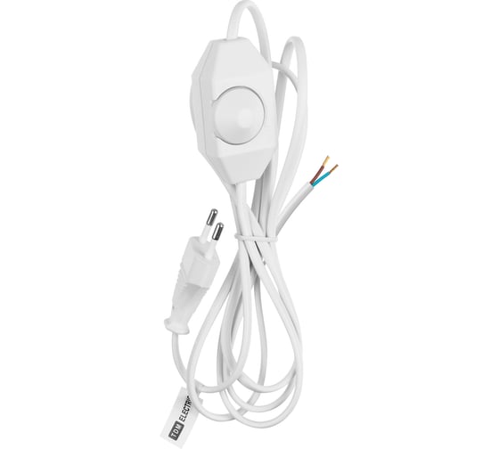 Изображение товара Шнур с плоской вилкой и светорегулятором TDM ELECTRIC Народный ШВВП 2х0,5 мм2, 1,5м, белый SQ1305-0049