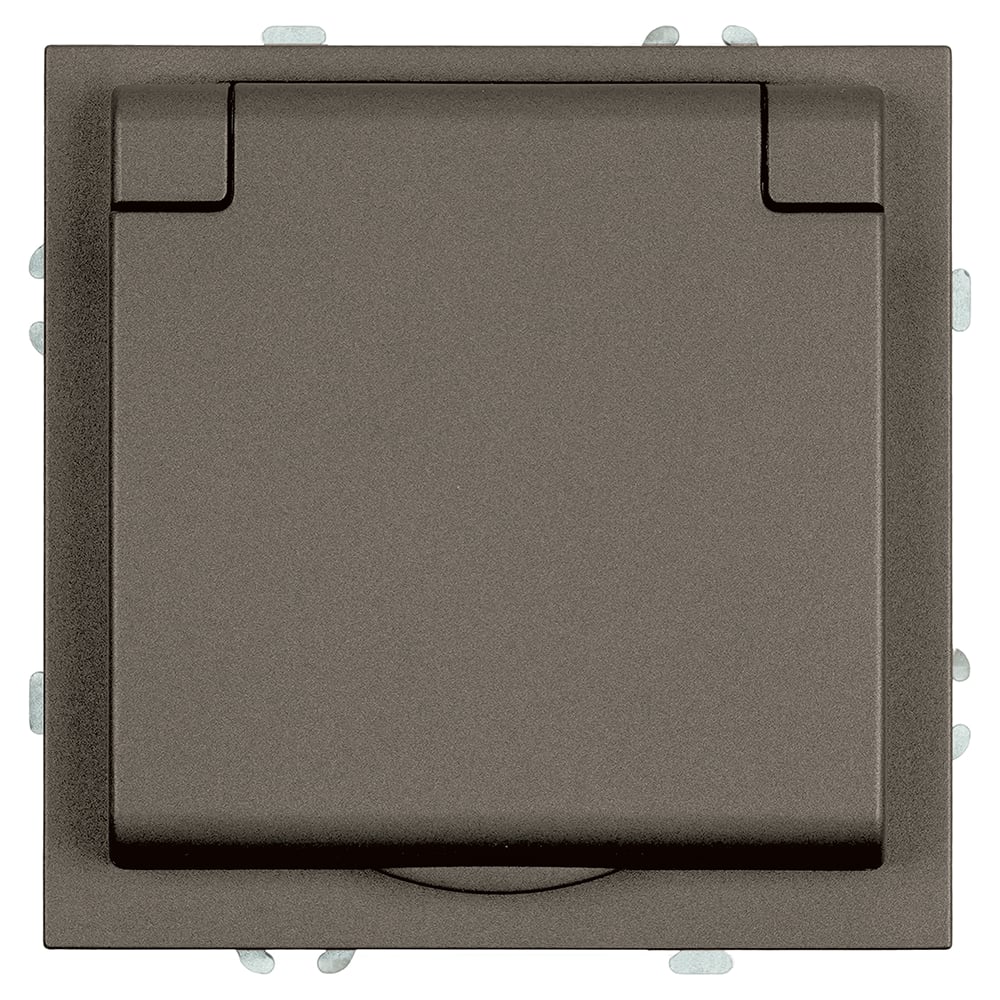 Изображение товара Розетка STEKKER 1-местная антрацитовая с защитой и крышкой