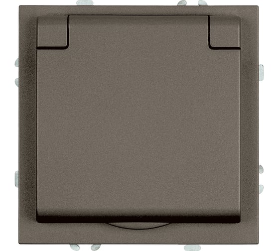Изображение товара Розетка STEKKER 1-местная с крышкой с защ. штор, с/з, 250В, 16А, серия Эмили, RST16-5112-09, антрацит, soft touch, 49933