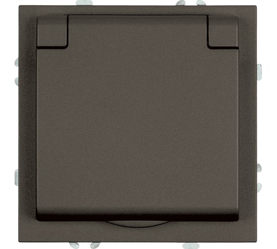 Изображение товара Розетка STEKKER 1-местная с крышкой с защ. штор, с/з, 250В, 16А, серия Эмили, RST16-5112-09, антрацит, soft touch, 49933
