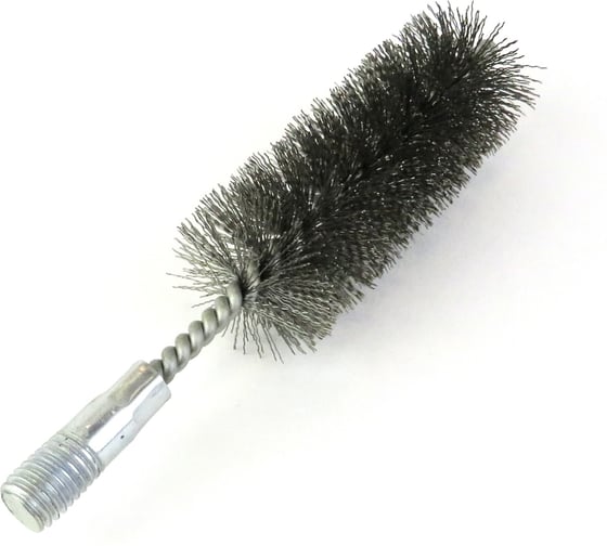 Изображение товара Щетка ерш трубный EuroBrush Д40, ворс гофр сталь 0,30, посадка М12 резьба (14-540) кордщетка ершик, очистка технологических отверстий, котлов, чистка теплообменников прочистка дымоходов, труб EB-T40ST