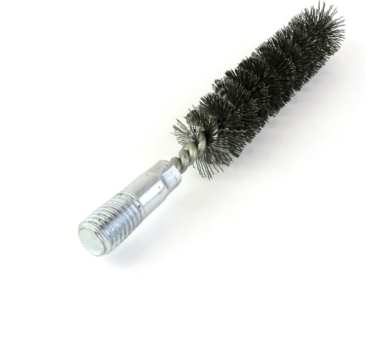 Изображение товара Щетка ерш трубный EuroBrush Д25, ворс гофр сталь 0,30, посадка М12 резьба (14-525) кордщетка ершик, очистка технологических отверстий, котлов, чистка теплообменников прочистка дымоходов, труб EB-T25ST
