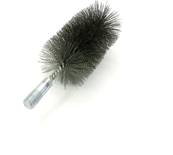 Изображение товара Щетка ерш трубный EuroBrush Д58, ворс гофр сталь 0,30, посадка М12 резьба (14-558) кордщетка ершик, очистка технологических отверстий, котлов, чистка теплообменников прочистка дымоходов, труб EB-T58ST