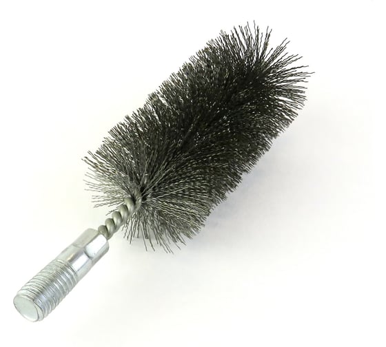 Изображение товара Щетка ерш трубный EuroBrush Д48, ворс гофр сталь 0,30, посадка М12 резьба (14-548) кордщетка ершик, очистка технологических отверстий, котлов, чистка теплообменников прочистка дымоходов, труб EB-T48ST