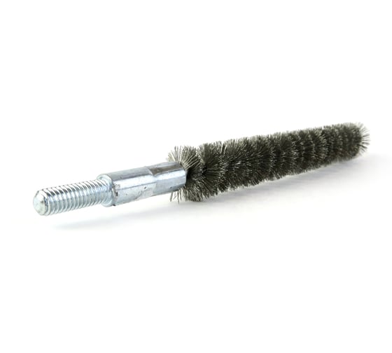Изображение товара Щетка ерш трубный EuroBrush Д15, ворс гофр нерж сталь 0,15, посадка М6 резьба (14-230) кордщетка ершик, очистка технологических отверстий, котлов, чистка теплообменников прочистка дымоходов, труб EB-T815315