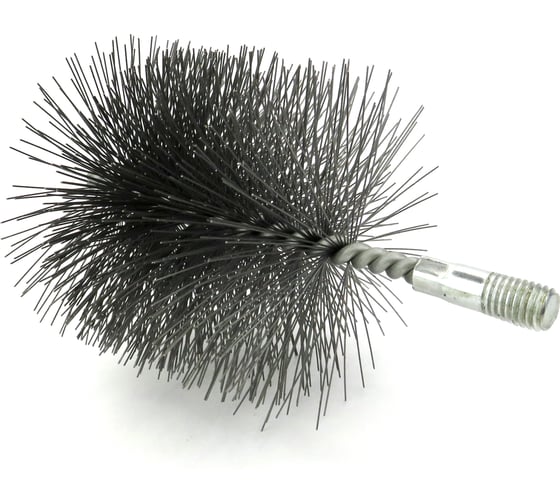 Изображение товара Щетка ерш трубный EuroBrush Д100, ворс сталь 0,50, посадка М12 резьба (14-600) кордщетка ершик, очистка технологических отверстий, котлов, чистка теплообменников прочистка дымоходов, труб EB-T100ST