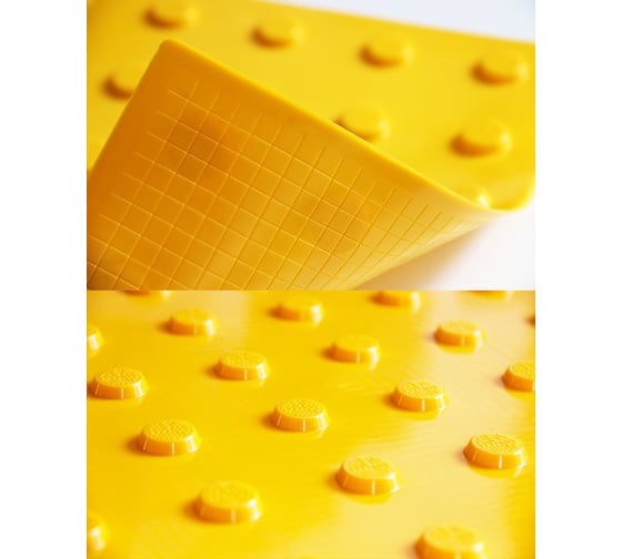 Изображение товара Тактильная плитка ТПУ ПластФактор полиуретан, конус в линейном порядке, 500x500x6,5мм, преодолимое препятствие, 10 шт 4630027116680