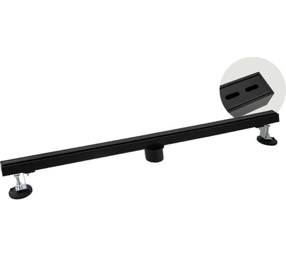 Изображение товара Трап САНАКС 800х32 мм, нержавеющая сталь, линейный, вертикальный, щелевой с сухим затвором, двухсторонняя решетка, цвет черный 40060