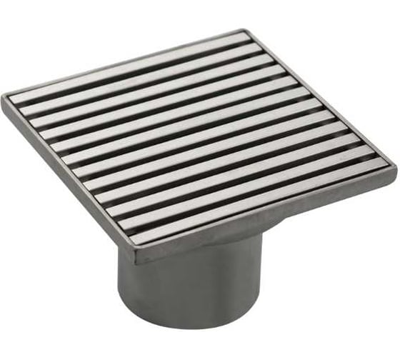 Изображение товара Трап душевой Санакс, из нержавеющей стали, 100 х 100 мм, крышка решетка, СУХОЙ ЗАТВОР, вертикальный выпуск 50 мм, цвет САТИН . 1187