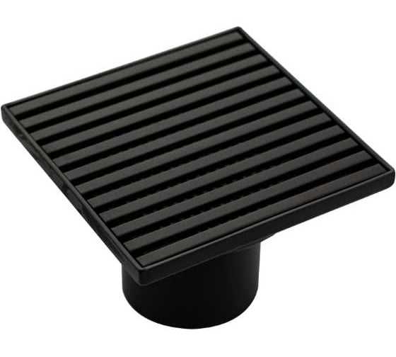 Изображение товара Трап душевой САНАКС из нержавеющей стали, 100х100 мм, крышка решетка, сухой затвор, вертикальный выпуск 50 мм , цвет черный 1186