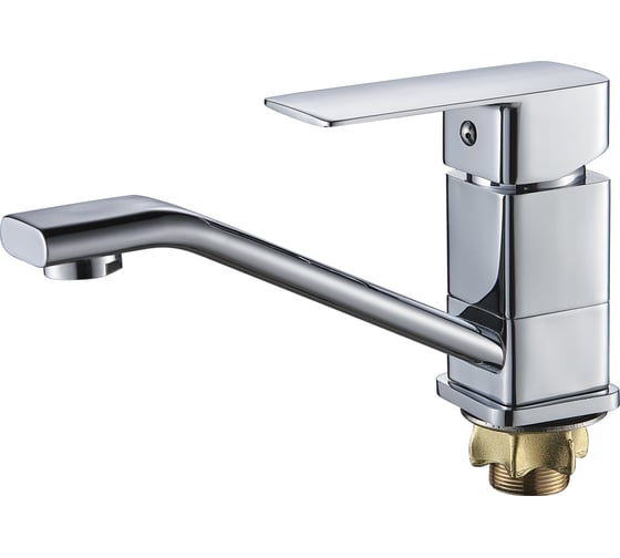 Изображение товара Смеситель для кухни однорычажный ALOUTE Монтаж на одно отверстие, на гайке, гибкая подводка 1/2, хром A1003D