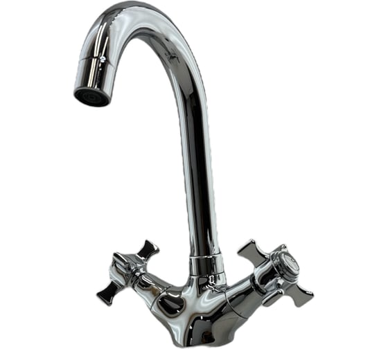 Изображение товара Смеситель для кухни двухвентильный ALOUTE высота 250 мм, подвод воды гибкий, крепление на большой гайке A6313-11