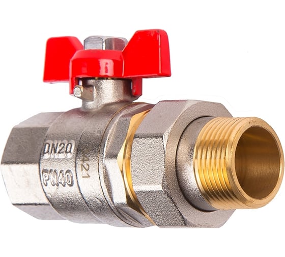 Изображение товара Кран шаровый AXIS ARROWHEAD с американкой, ручка бабочка, ВН-НР, никелированный, PN40 1/2 117022