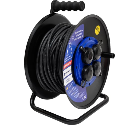 Изображение товара Силовой удлинитель на металлической катушке АТЛАНТ КГ 4000 Вт 40м IP 44 (с заземлением) 50035