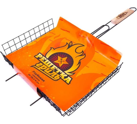 Изображение товара Решетка-гриль ОФИСМАГ глубокая универсальная, размер 360x285мм, глубина 60мм, оксидированное покрытие 701745