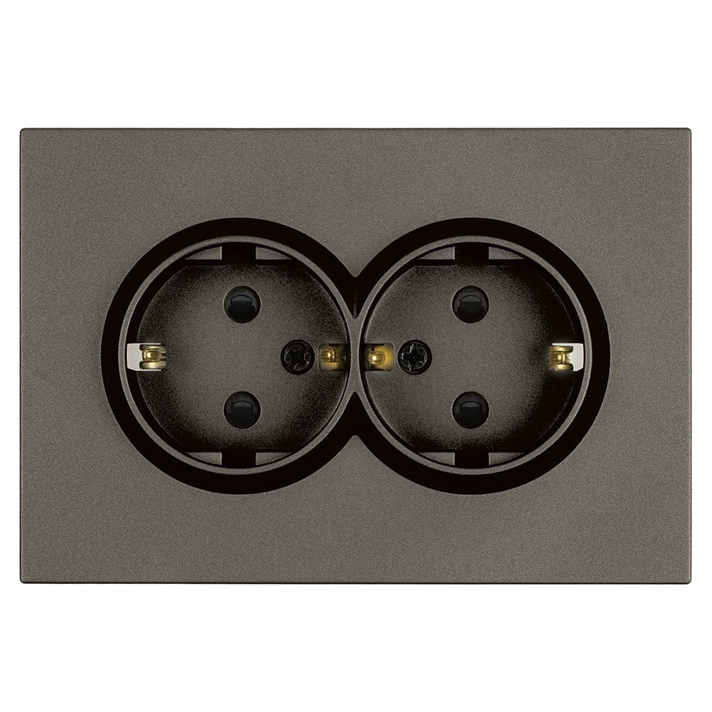 Изображение товара Розетка STEKKER 2-местная с защитной шторкой серии Эмили