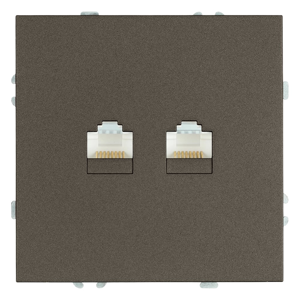 Изображение товара Розетка компьютерная 2-местная RJ-45 серия Эмили антрацит IP20