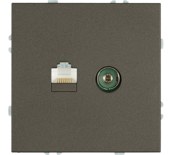 Изображение товара Розетка STEKKER TV + компьютерная RJ-45, механизм, серия Эмили, RST00-5106-09, антрацит, soft touch 49924