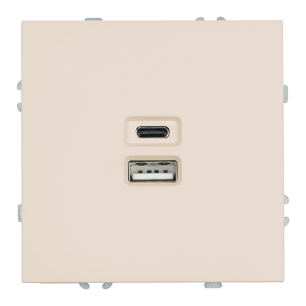 Изображение товара Розетка STEKKER 2-местная USB + Type C, механизм, 250В, 20W, серия Эмили, RST10-5115-08, кашемир, soft touch 49905