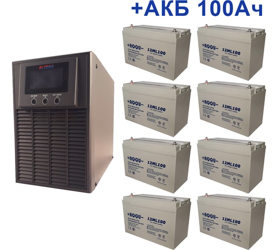 Изображение товара Комплект ИБП ELTENA Monolith E 3000LT (2400Вт) + 8шт. АКБ AQQU 12ML100 (12В, 100Ач) ME3000LT/12ML100