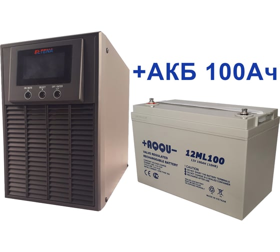 Изображение товара Комплект ИБП ELTENA Monolith E 1000LT-12V (800Вт) + АКБ AQQU 12ML100 (12В, 100Ач) ME1000LT-12V/12ML100