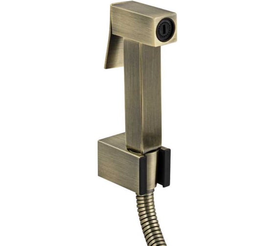 Изображение товара Набор для биде GFmark квадратная гигиеническая лейка, шланг, кронштейн, из нержавеющей стали, в блистере, цвет бронза 20618