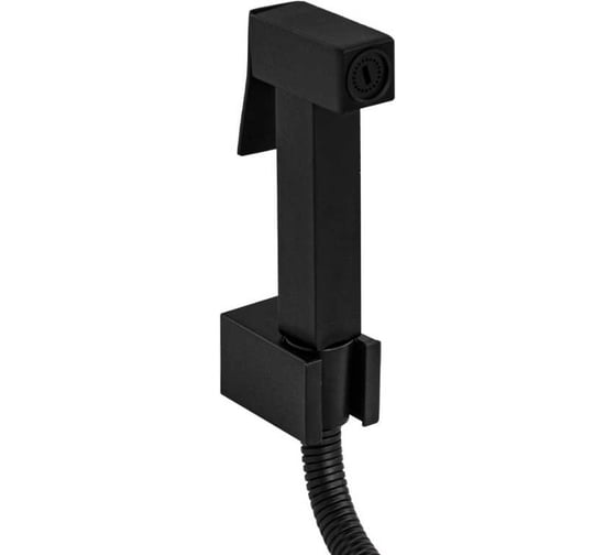 Изображение товара Набор для биде GFmark квадратная, гигиеническая лейка, шланг, кронштейн, из нержавеющей стали, в блистере, цвет черный 20617