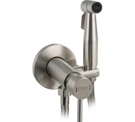 Изображение товара Смеситель GFmark с гигиеническим душем, встраиваемый, из нержавеющей стали, круглый корпус, цвет САТИН . 2072