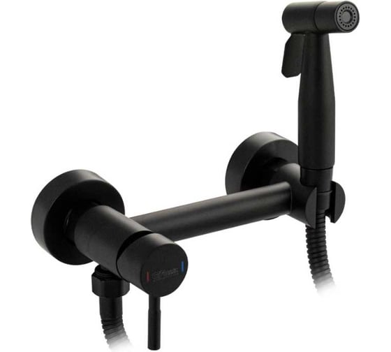 Изображение товара Смеситель GFmark с гигиеническим душем, из нержавеющей стали, круглый корпус, цвет ЧЕРНЫЙ. 2448