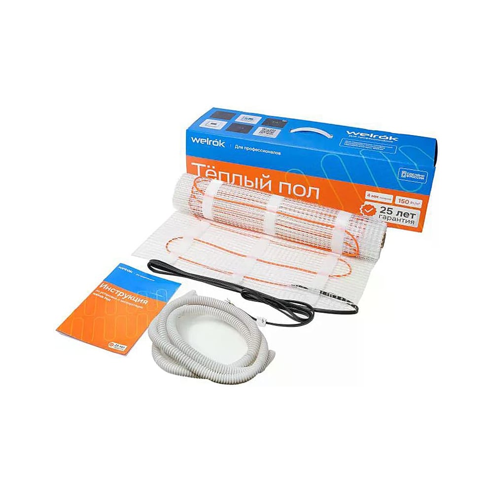 Изображение товара Нагревательный мат Welrok Mat 1.5 м2 0.225 кВт в стяжку и клей