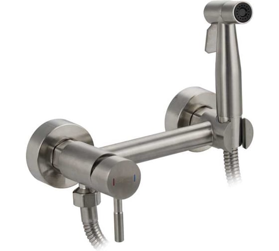 Изображение товара Смеситель GFmark с гигиеническим душем, из нержавеющей стали, круглый корпус, цвет сатин 2048