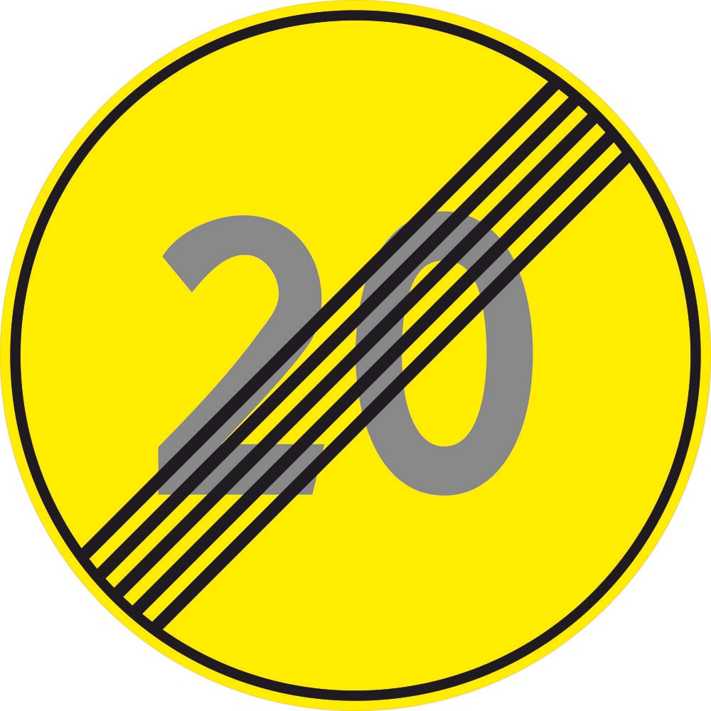 Изображение товара Знак дорожный конец ограничения скорости 20 км - оцинкованная сталь 700 мм