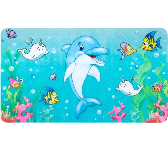 Изображение товара Коврик для ванной противоскользящий PRIMILA 70x40см с печатью Дельфин, ПВХ, присоски, 700370