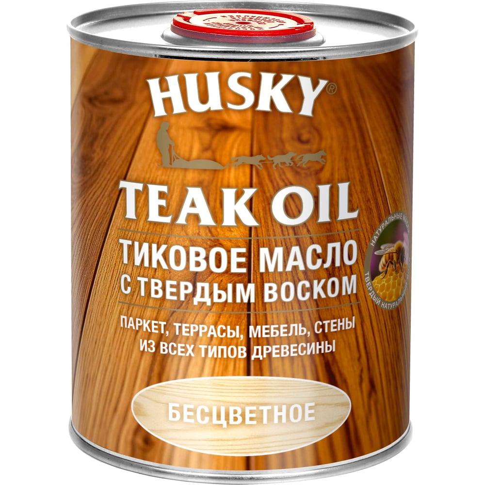 Изображение товара Тиковое масло с твердым воском HUSKY бесцветное 0,9 л для внутреннего и наружного использования