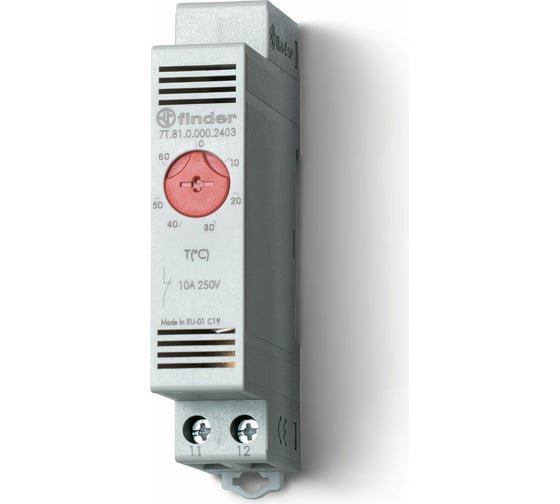 Изображение товара Модульный щитовой термостат Finder, нз конт., 10а, д-зон температур -20 … +40 c, 7T8100002401