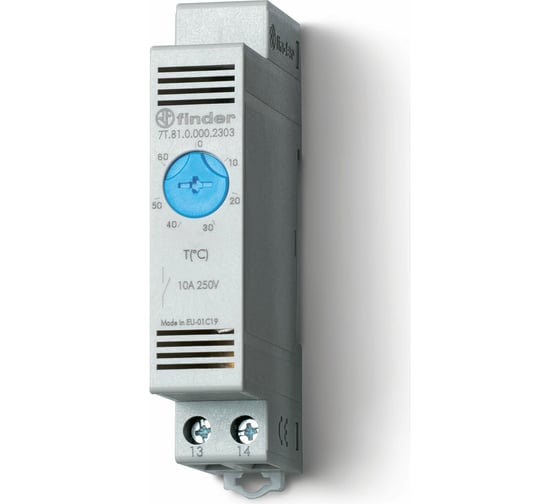 Изображение товара Модульный щитовой термостат Finder, НО контакт, 10А, 7T8100002303