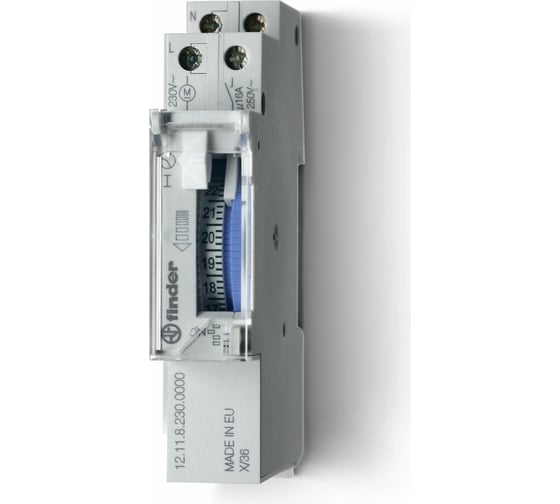 Изображение товара Механическое суточное реле времени Finder 1НО контакт 16А, 230В AC 121182301000