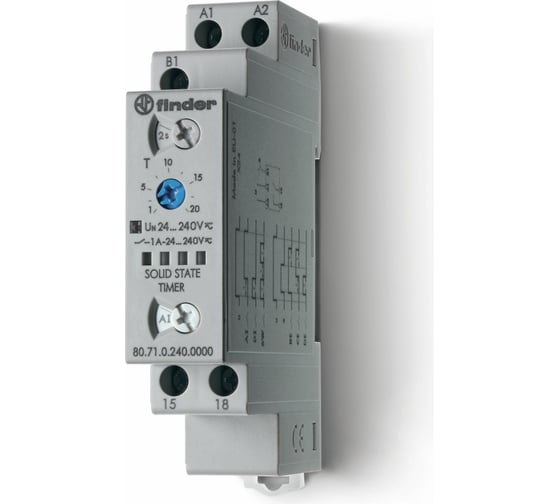 Изображение товара Модульное многофункциональное твердотельное реле времени Finder функц: Ai, Di, sW, be, ce, De; 1но конт, 807102400000